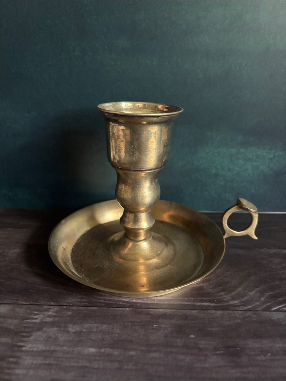 Vintage Brass Chamberstick Candle Holder